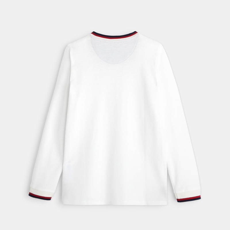 T-shirt manches longues à écusson blanc garçon
