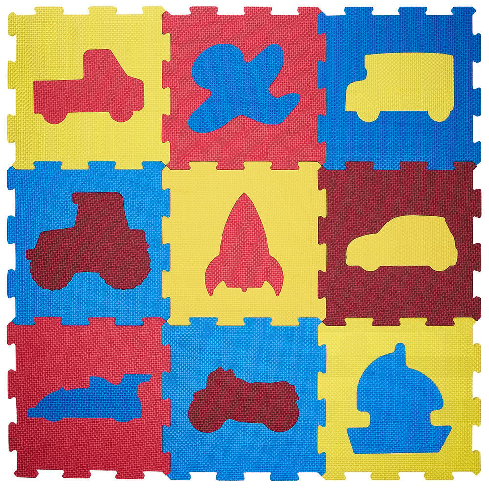 Tapis puzzle mousse 9 dalles 30,5x30,5cm avec formes détachables