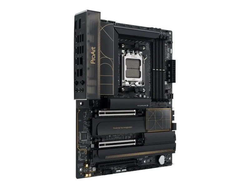 ASUS ProArt X870E-CREATOR WIFI - Bundkort - ATX - Socket AM5 - AMD X870E Chipset - USB4, USB-C 3.2 Gen 2x2, USB 3.2 Gen 2, USB 3.2 Gen 1 - Wi-Fi 7, 2.5 Gigabit LAN, 10 Gigabit LAN, Bluetooth - onboard grafik (CPU påkrævet) - HD Audio (8-kanaler)