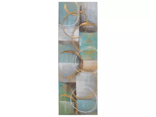 Tableau peint à la main avec relief bleu 30x90x3h