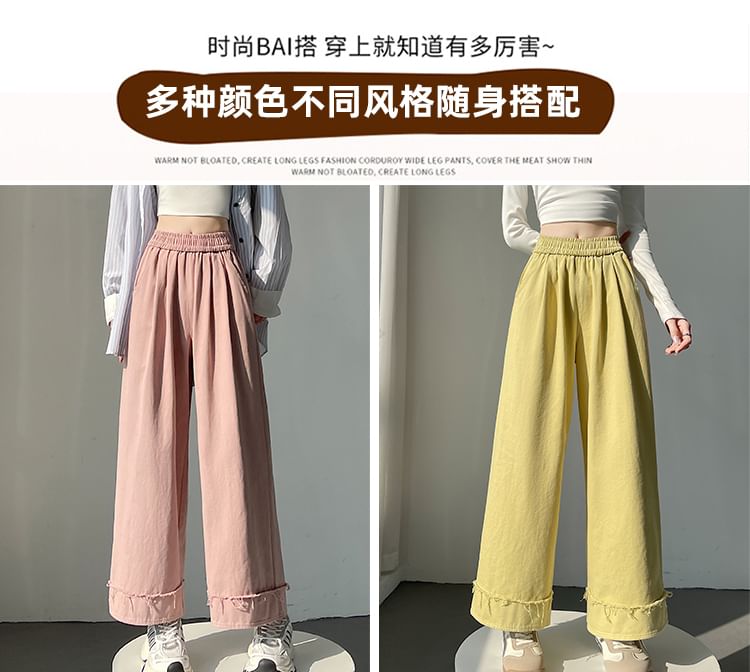 Tel tot 10 - Elastische taille, effen wijde broek