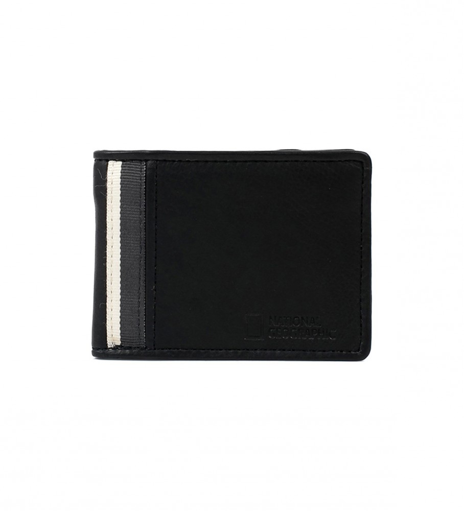 Carteira de couro National Geographic Uranus preta - 2x10,5x8cm -