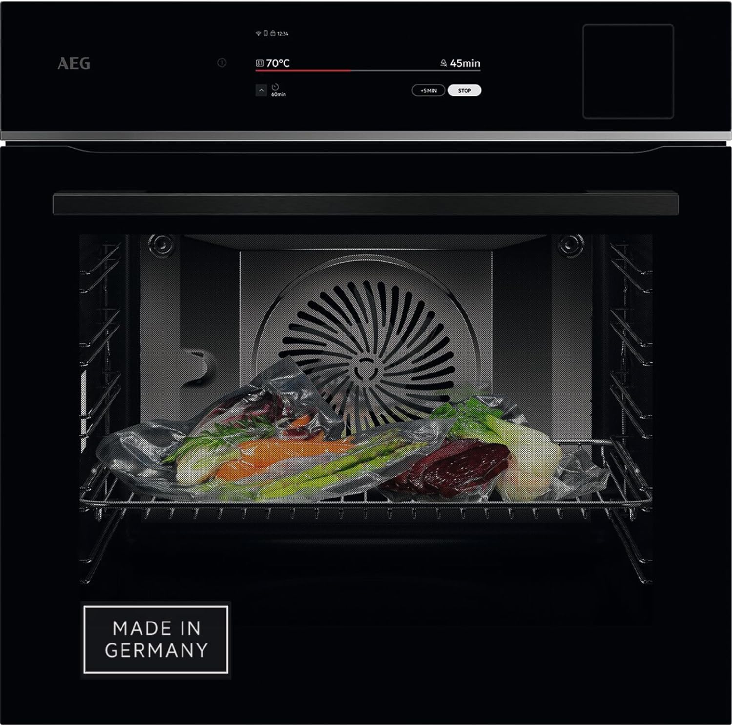 AEG Wifi Einbau-Dampfbackofen, Multidampfgarer, Serie 9 Touch-Swipe-Display XL, mit Schritt für Schritt assistiertem Kochen, Made in Germany,100% Auto-Dampf & SousVide, App-Rezepte, TP9SB82WAB