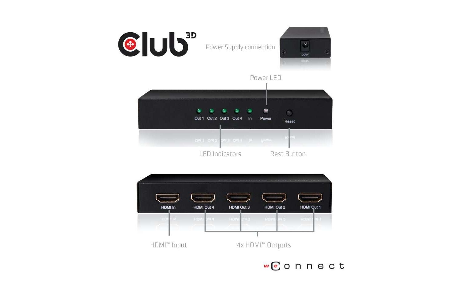4-Port Signalsplitter HDMI 2.0 UHD Splitter 4 Port4-Port Signalsplitter, Aktiv
