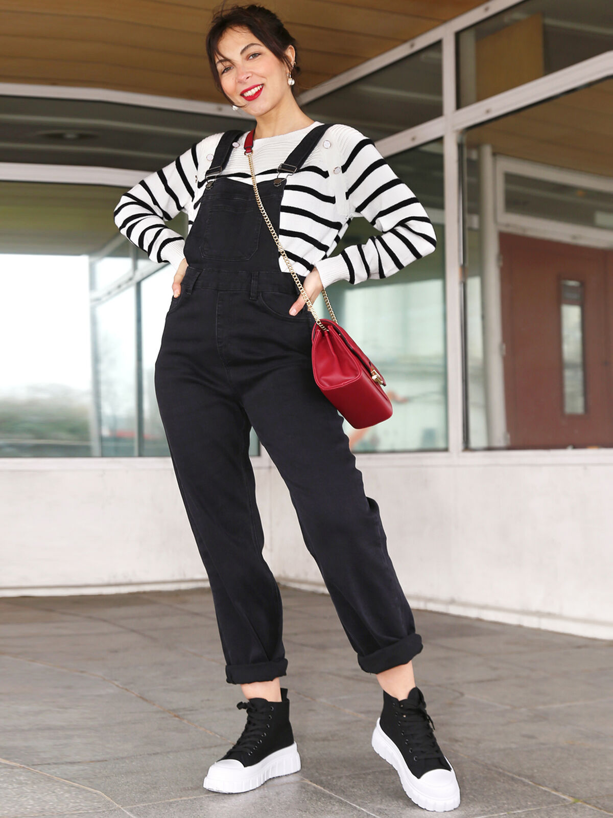Salopette en jeans- Noir
