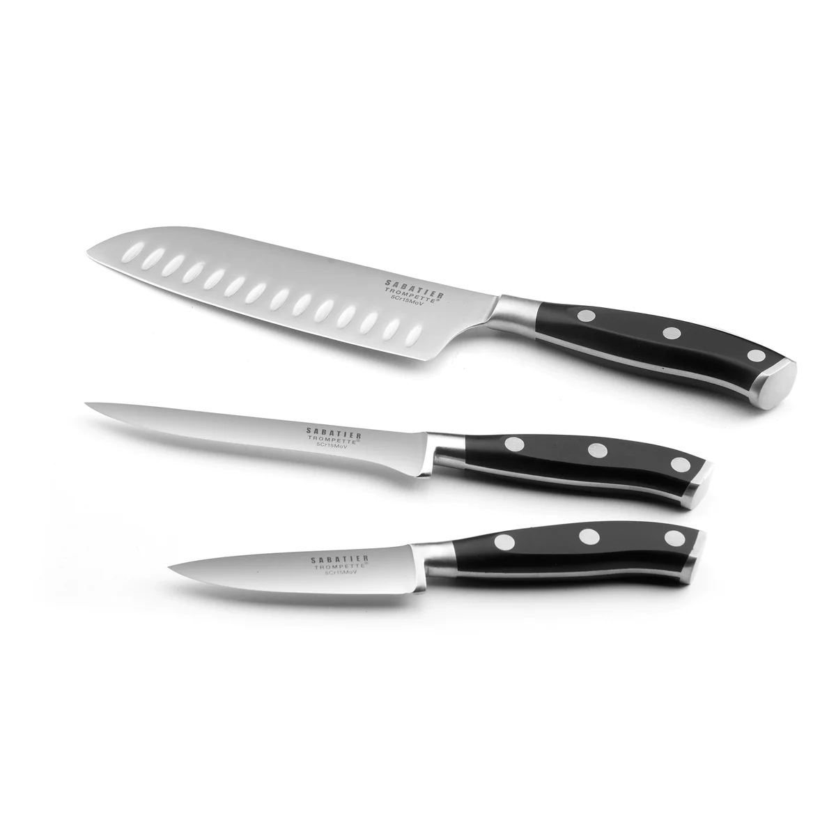 Vulcano - Set 3 couteaux de cuisine Sabatier Trompette