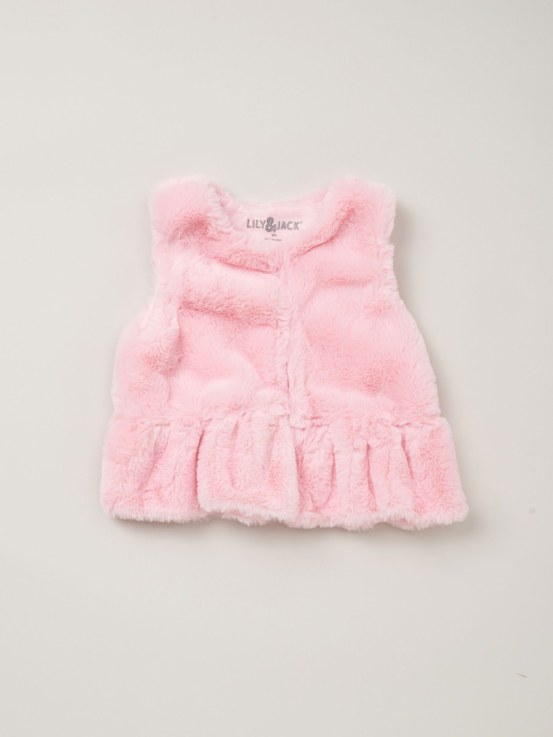 Roze - Lily & Jack bodywarmer met imitatiebont en 100% katoenen top en legging