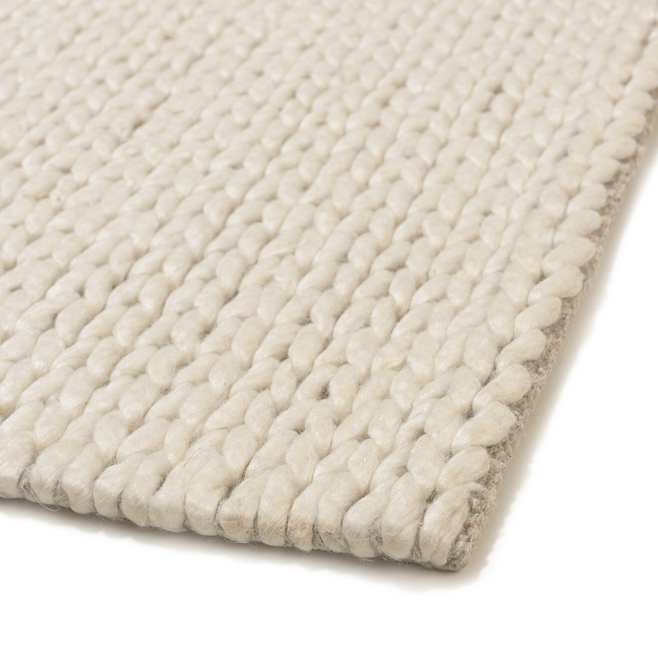 Macabane Tapis en Laine tissée Quentin écru - 290x200 cm