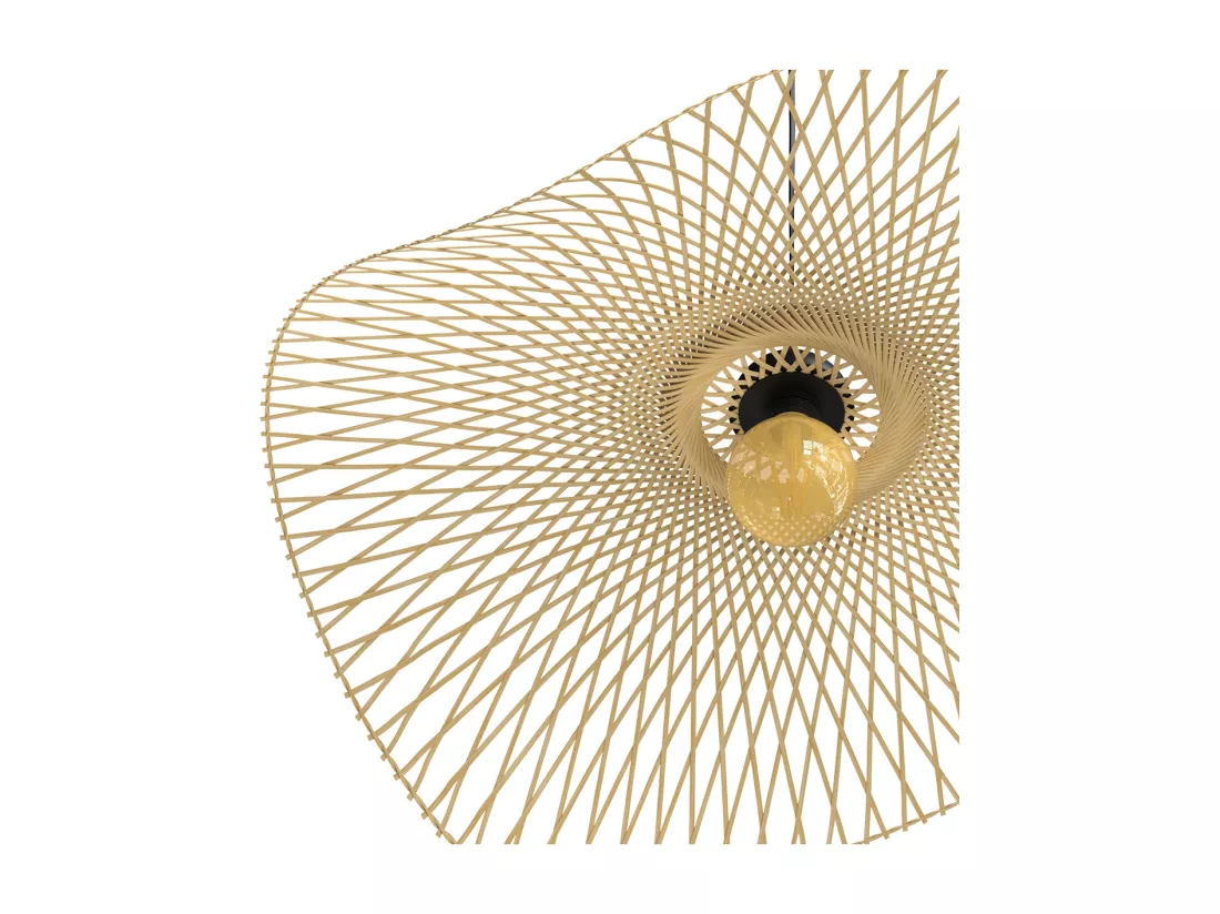 Suspension D75 cm en bambou avec fil noir - Jipi