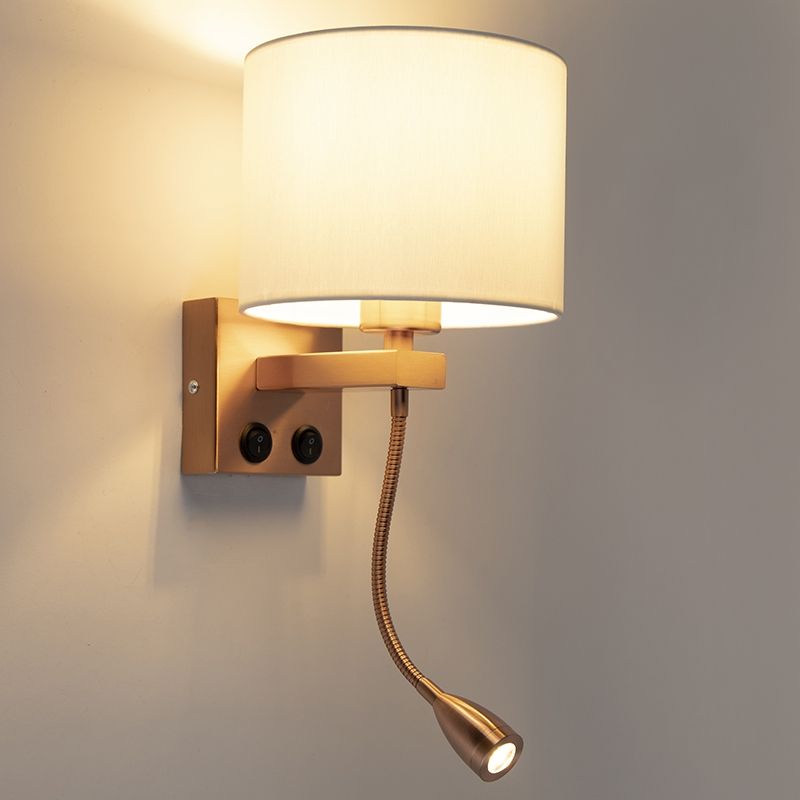 Art deco wandlamp koper met witte kap - Brescia