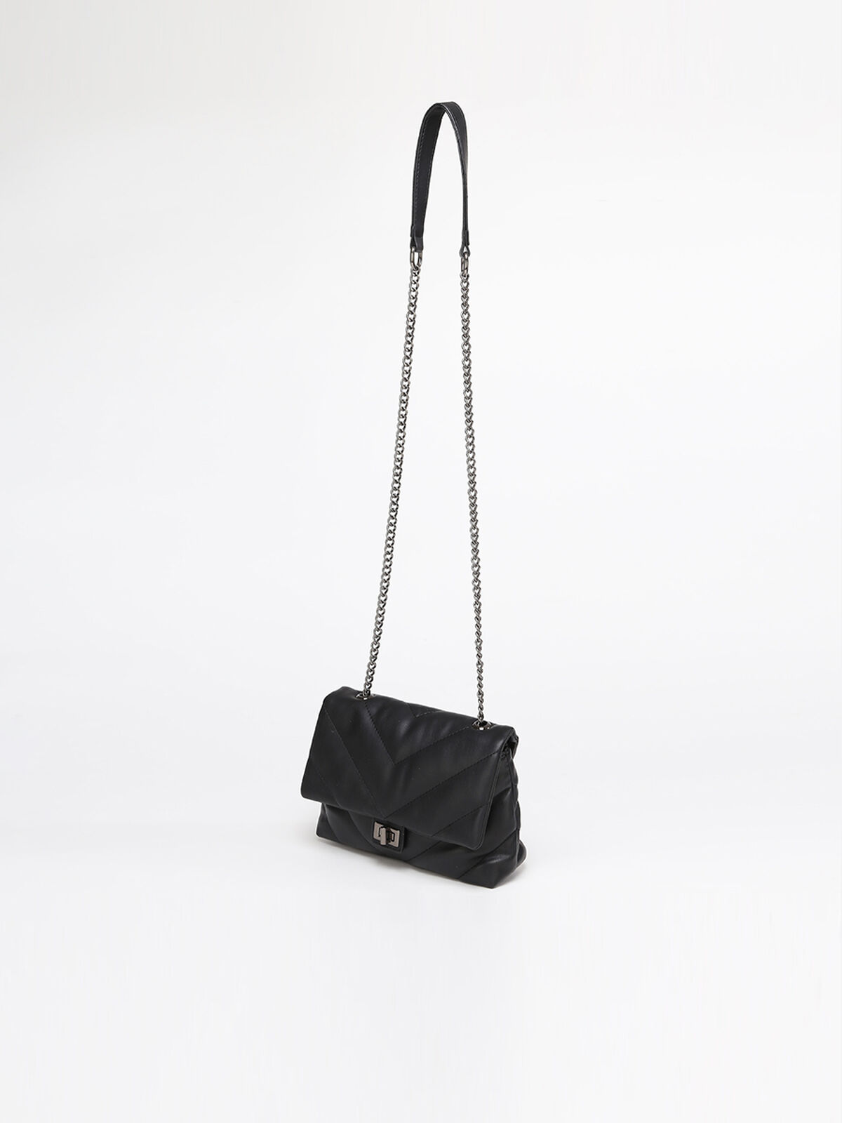 Sac noir en bandoulière matelassé Noir- Noir