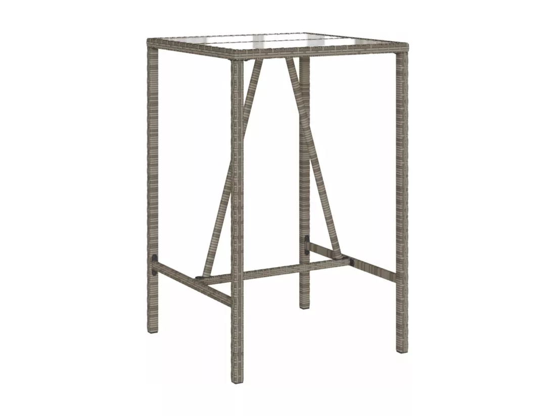 Prolenta Premium - Table de bar d’extérieur gris 70x70x110 cm poly rotin