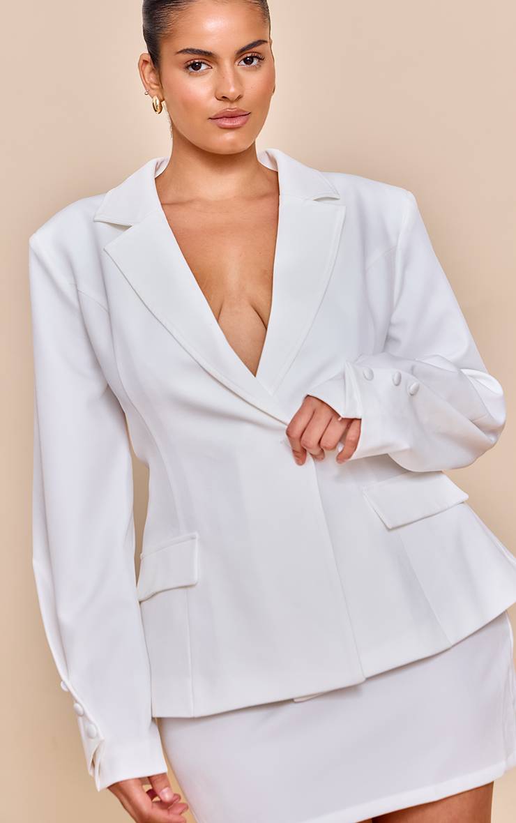 Blanc Jupe Courte Taille Mi-haute Tissée Grande Taille Coordonnée