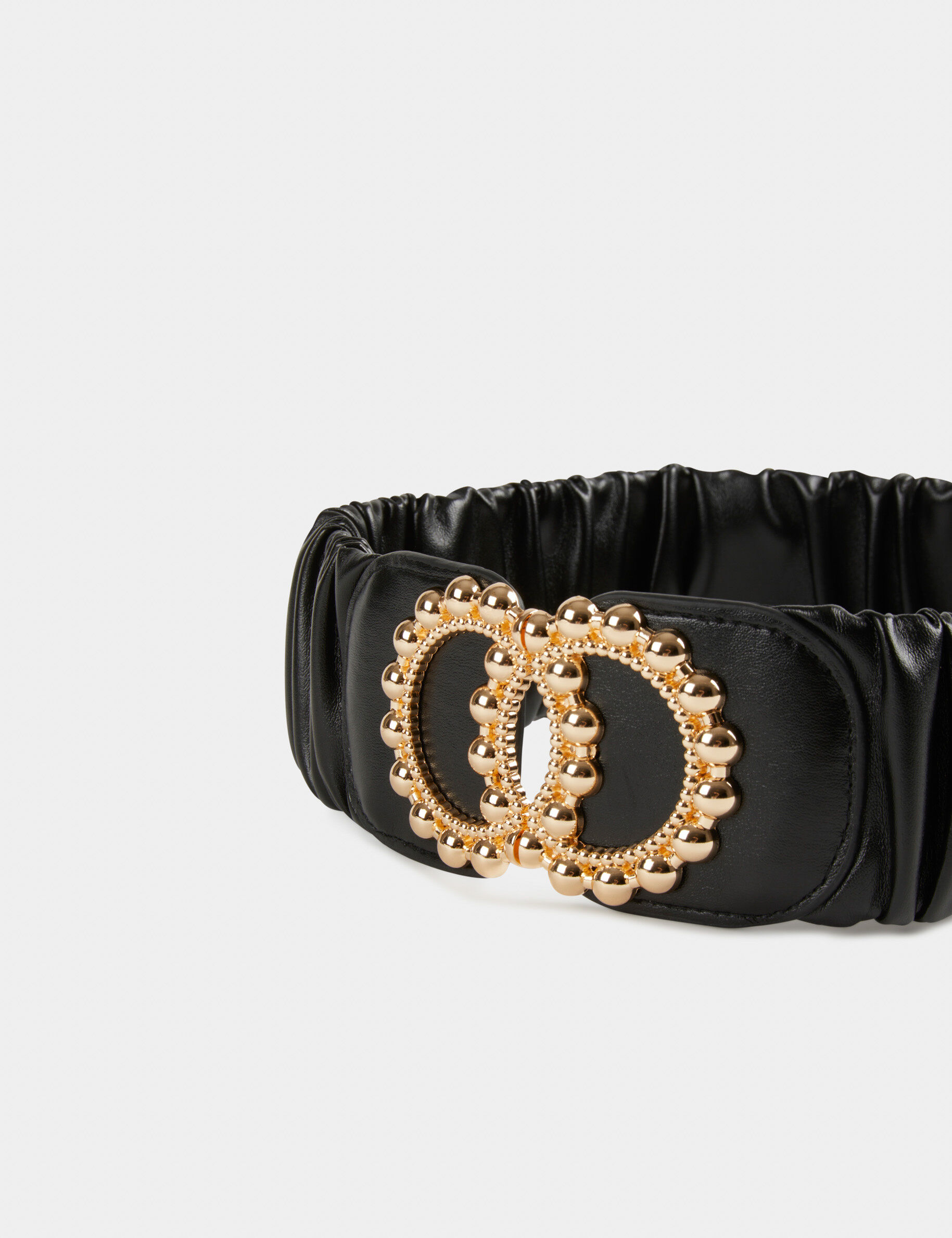 Ceinture élastiquée avec boucles noir femme - noir