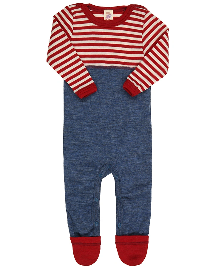 Strampler ESSENTIAL BABY gestreift in rot/blau melange