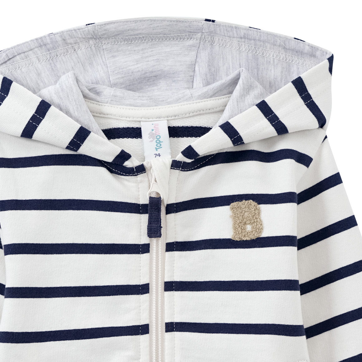 Topomini Baby Sweatjacke im Streifen-Dessin cremeweiss / dunkelblau