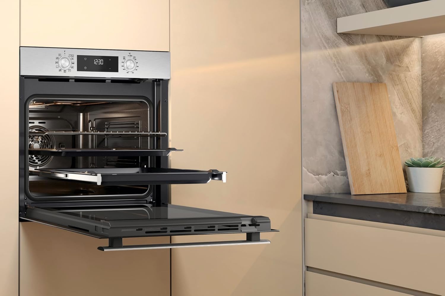 Bauknecht BBA285HU1I Einbau-Backofen 71 Liter, Multifunktionsofen mit 12 Funktionen, PowerHeißluft, versenkbare Knebel, Schwarz