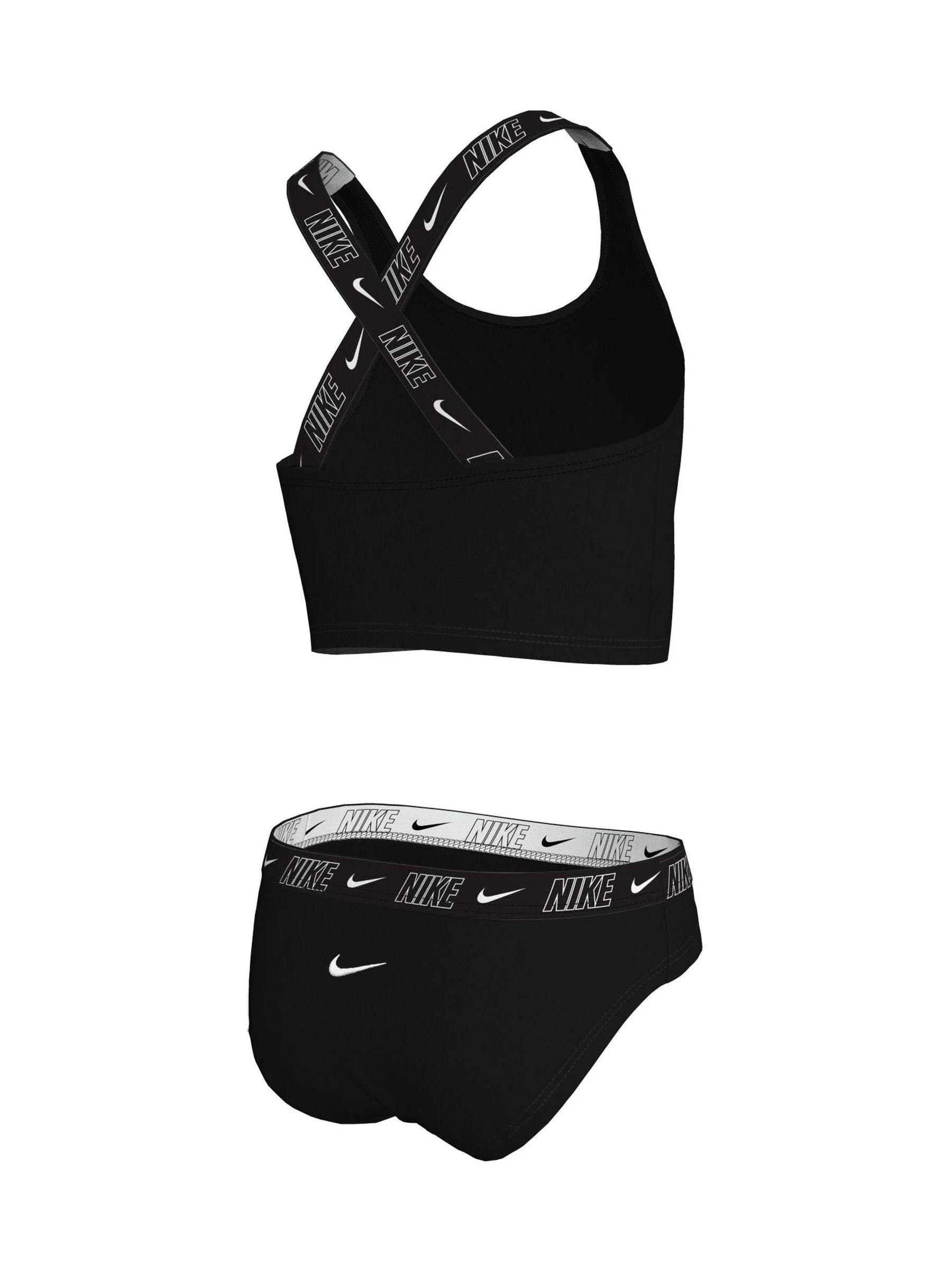 Zwart - Nike bikiniset met gekruiste bandjes en logobies