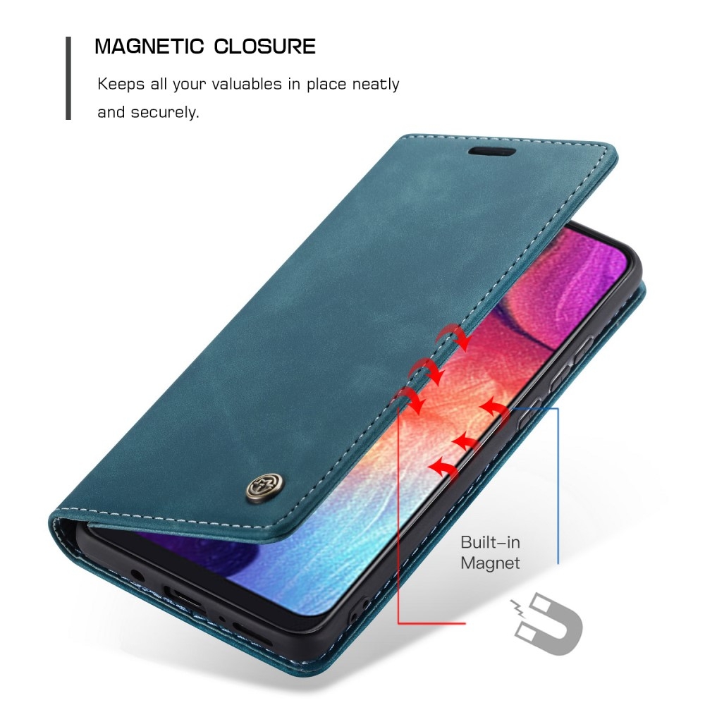 Samsung Galaxy A50 / A30s Leder Tasche Flip Wallet Etui mit Kartenfächern - Grün