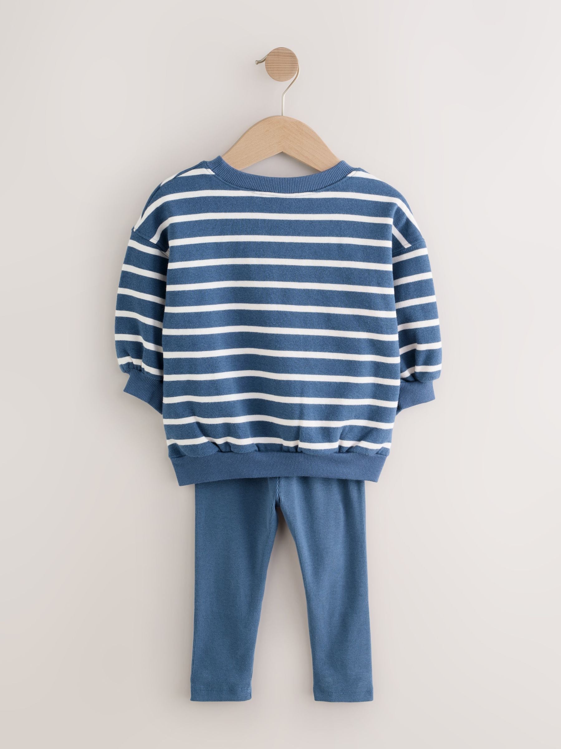 Marineblauw gestreept met personages - Set met sweatshirt en legging (3 mnd-7 jr)