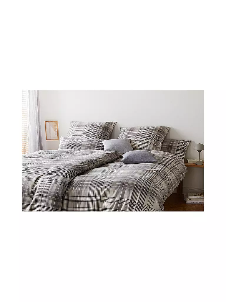 ELEGANTE Flanell Bettwäsche HOLMES 70x90cm/140x200cm Beige/Grau beige