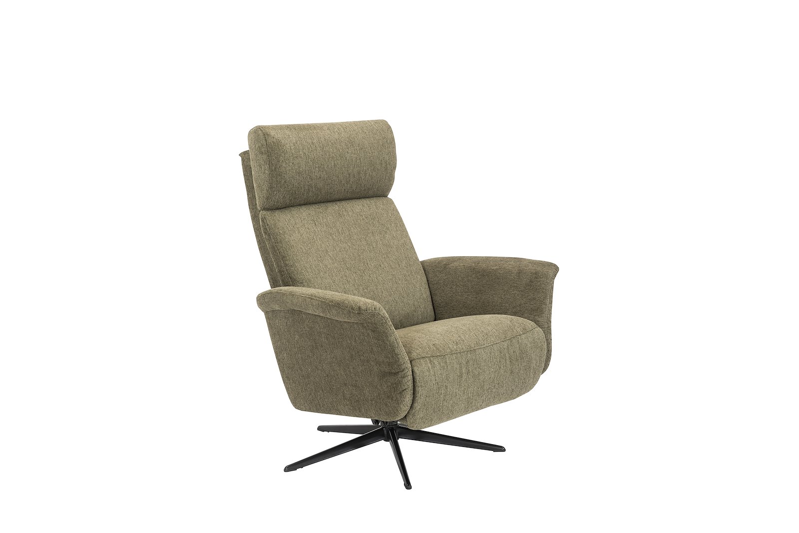 Leo lenestol Med integrert fothviler. Tekstil Brego 3593 green med polaris sokkel i sort. Medium med manuell funksjon