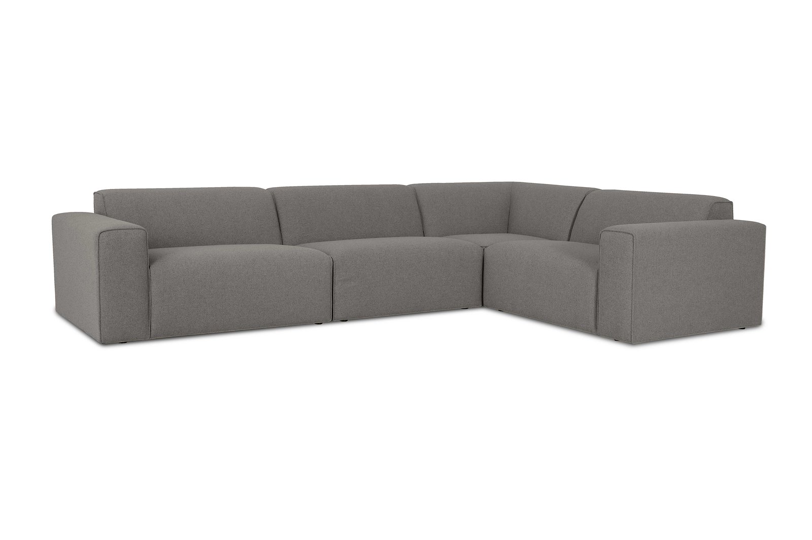 Styl hjørnesofa 3/1,5 hjørnesofa duo puter. Tekstil Lombardo 3/3 Warm Grey med sorte ben.