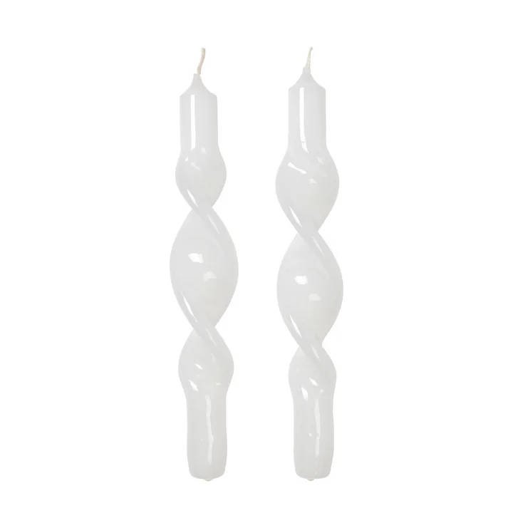Broste Copenhagen - Twist Kerze, pure white  (2er-Set)