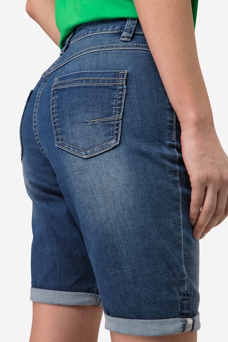 Jeans-Shorts, 5-Pocket, Elastikbund, mit recycelten Materialien