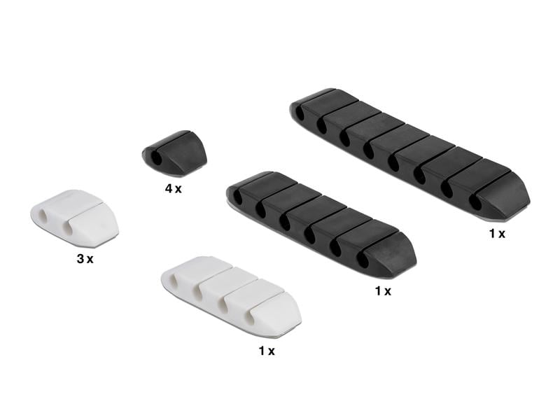 Delock Kabelhalter trapezförmig Kombi Set 10 Stück Kabelhalter trapezförmig selbstklebend Kombi Set 10 Stück schwarz / weiss
