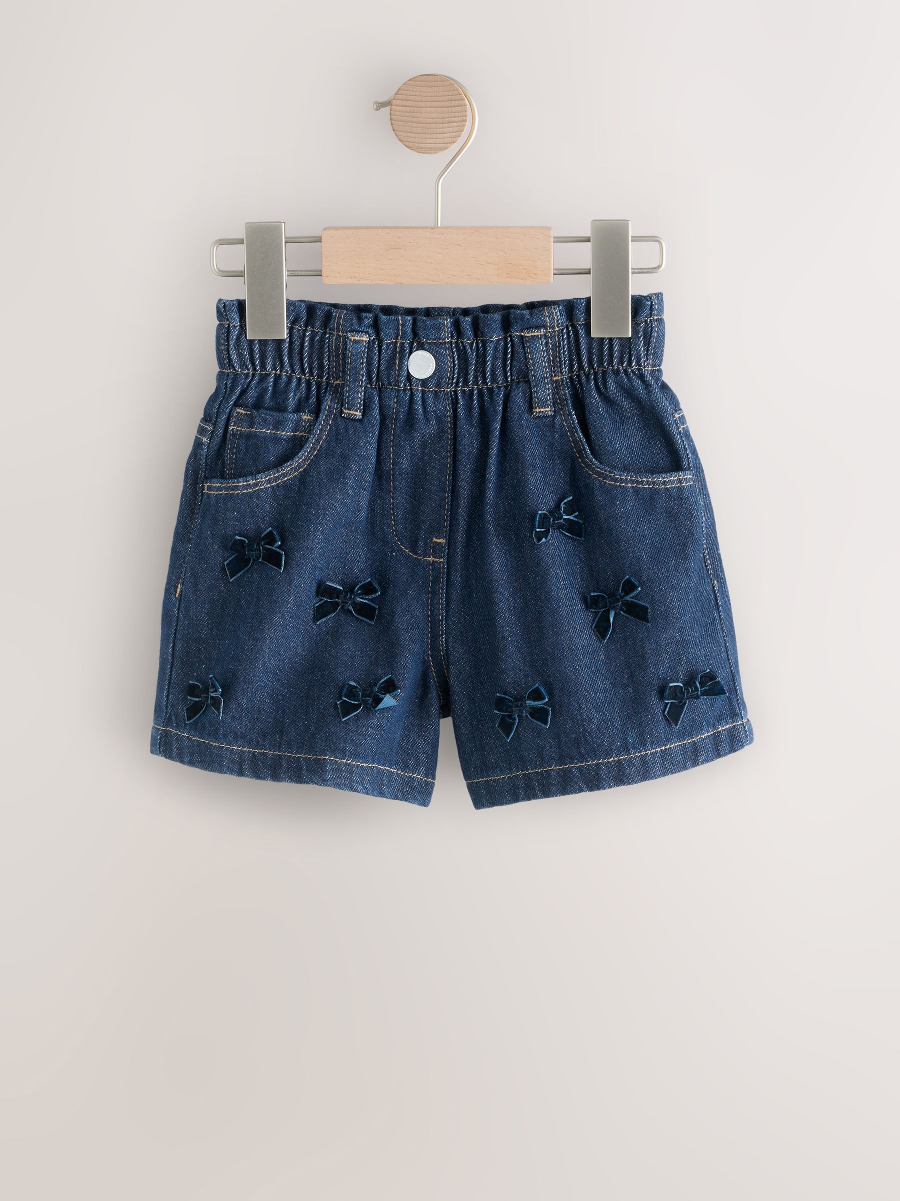 Blauw - Denim Bow Shorts and Tights Set (3mths-7yrs)