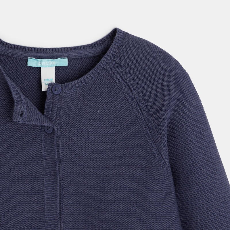 Gilet tricot à revers bleu bébé fille Bleu