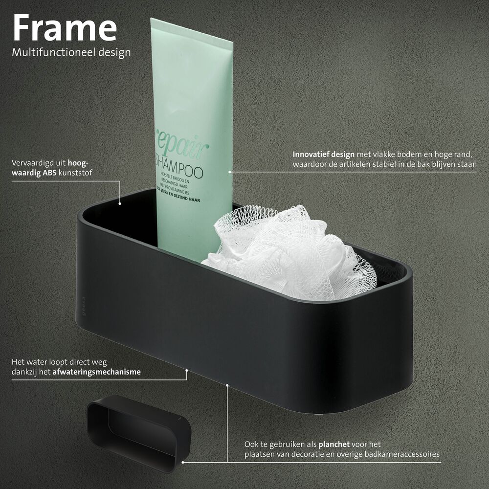 Geesa Frame douchemand/planchet 25cm zwart