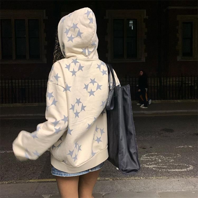 Wanderstar - Sterrenprint Hoodie met Ritssluiting
