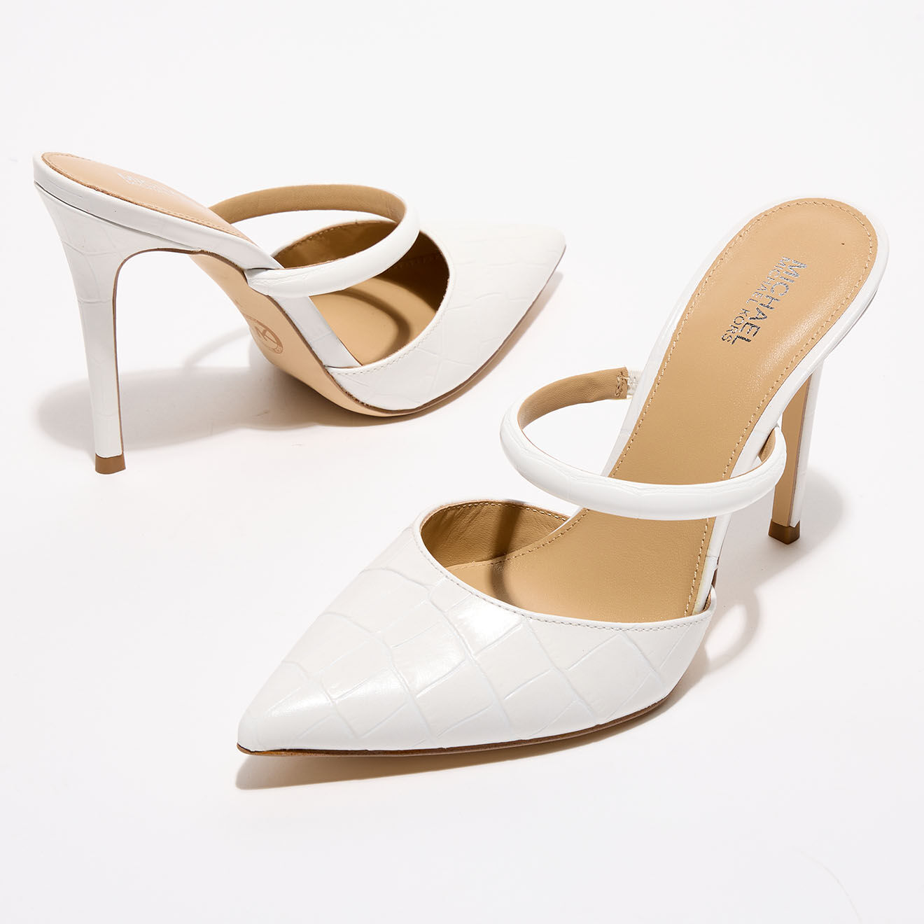 Michael Kors Chaussures Mules en Cuir Jessa blanches - Talon 10 cm