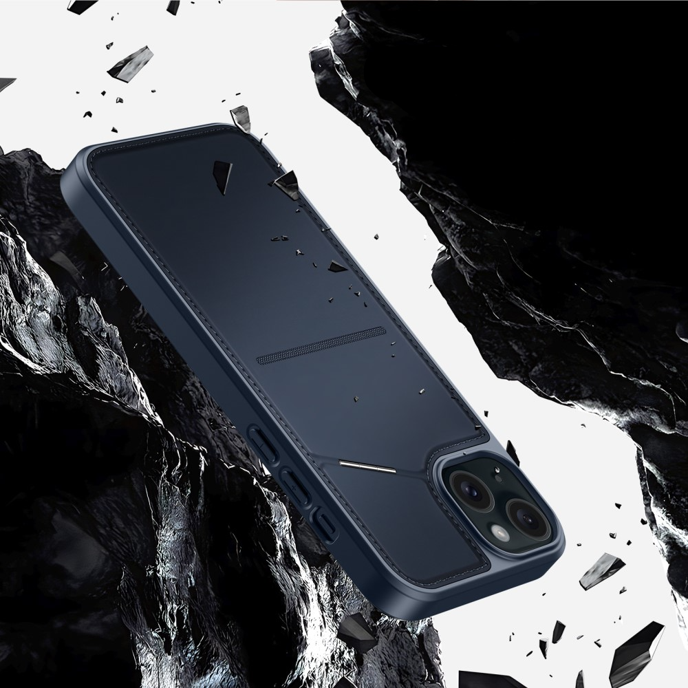 iPhone 14 / iPhone 13 MagSafe Hybrid Leder Hülle mit Kartenfach   Kickstand Aufsteller (RFID Schutz) - Schwarz