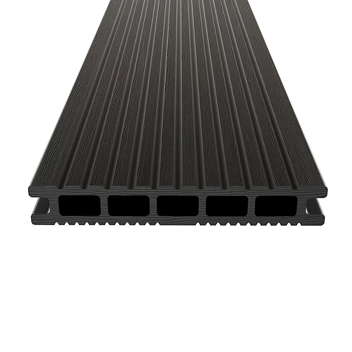 Lame de terrasse composite gris anthracite Neva Klikstrom L. 220 cm x l. 14,5 cm