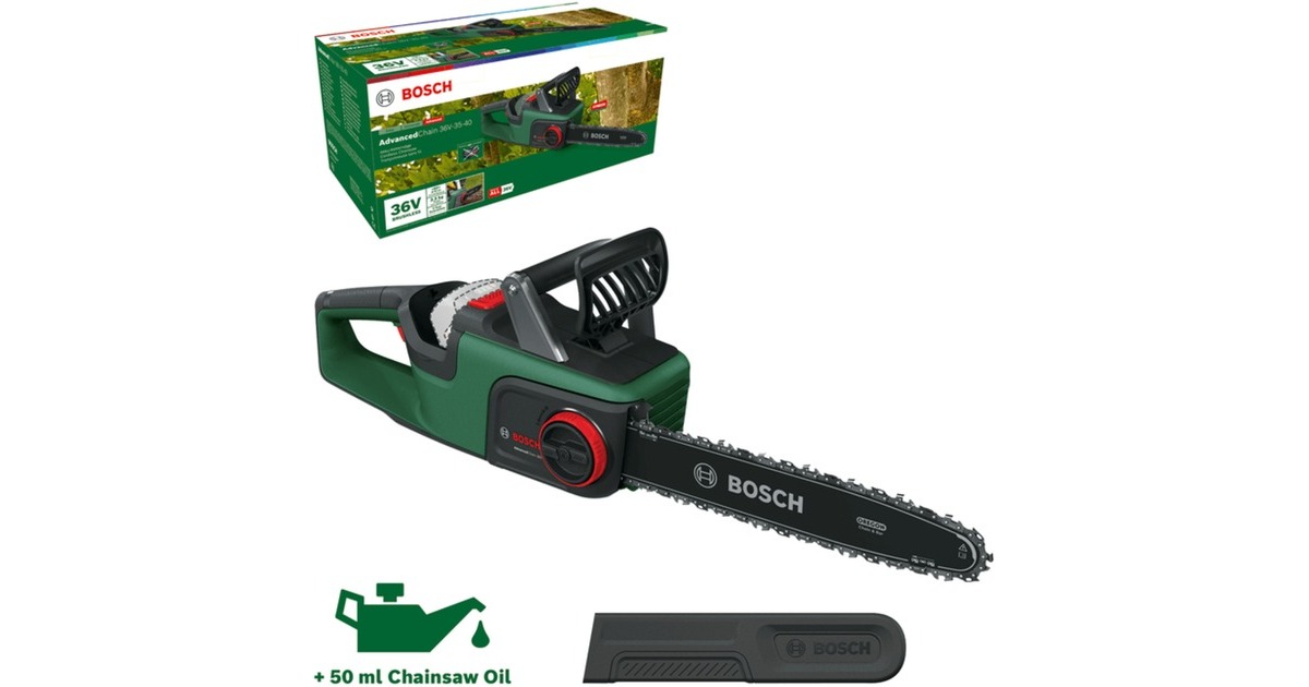BoschAdvancedChain 36V-35-40 kettingzaag  (Groen/zwart, Accu en oplader niet inbegrepen)