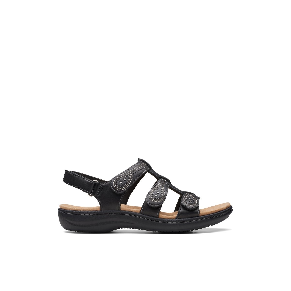 CLARKS-Laurieanvine-Sandales à la cheville et à bride en T - Talon plat - Noir