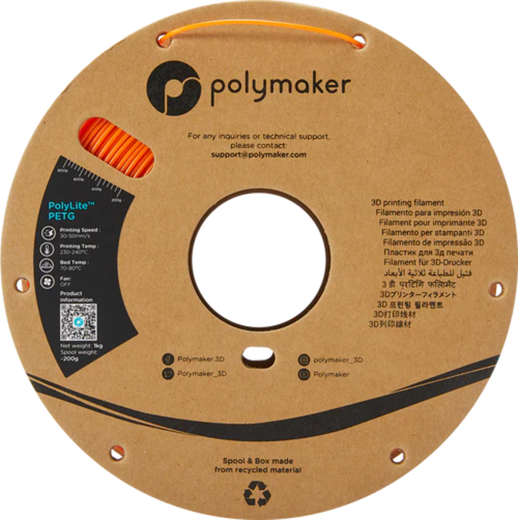 Polymaker  PolyLite PETG Orange, 1,75 mm (1.000 g)    Großartiges Allround-Filament für den täglichen Druck in Orange