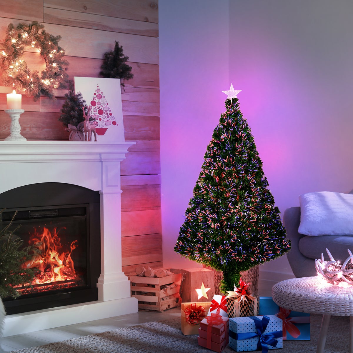 HOMCOM Kerstboom, Ø70 x H120 cm, metaal, groen