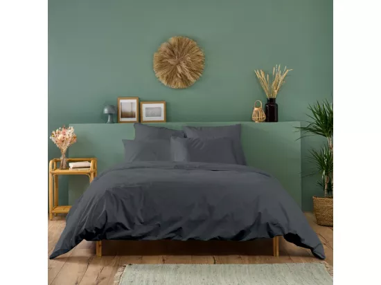 Housse de couette Anthracite en percale de coton - Anthracite - 240x260cm