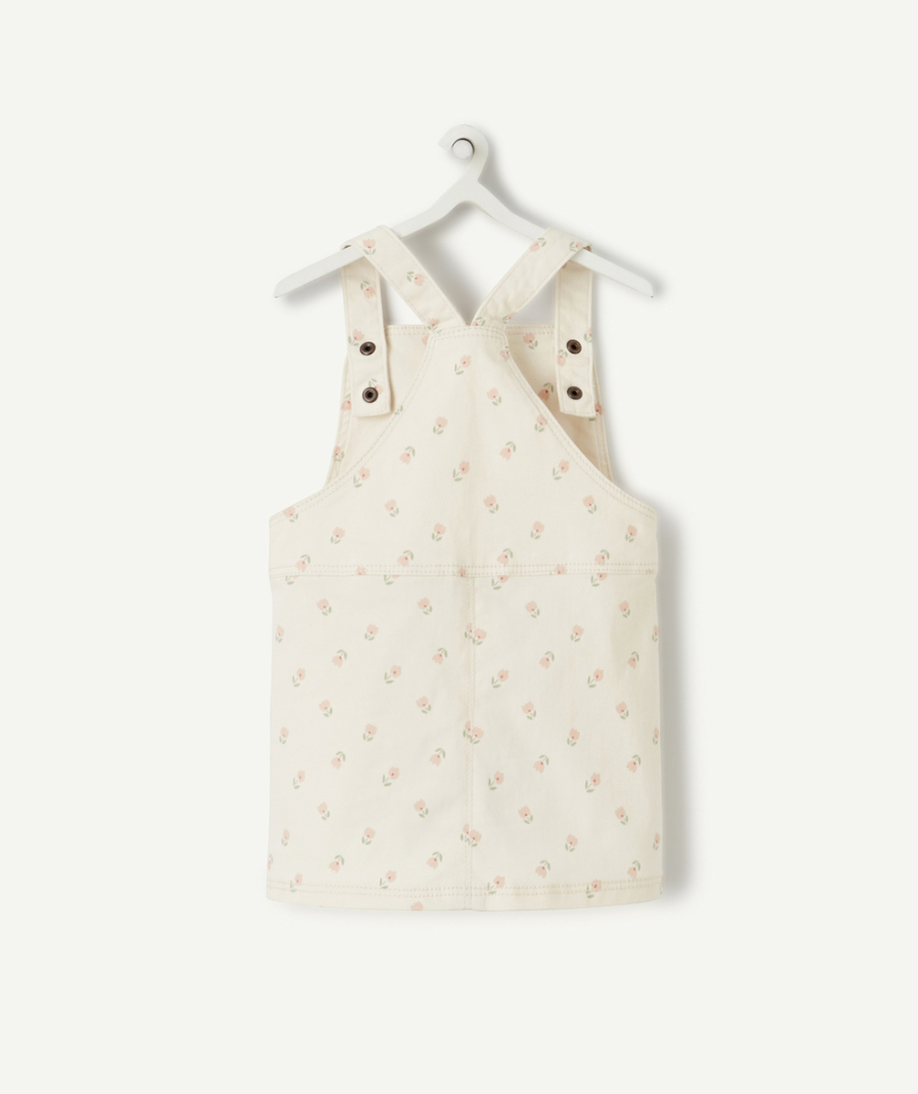 ROBE SALOPETTE BÉBÉ FILLE ÉCRUE IMPRIMÉE AVEC FLEURS