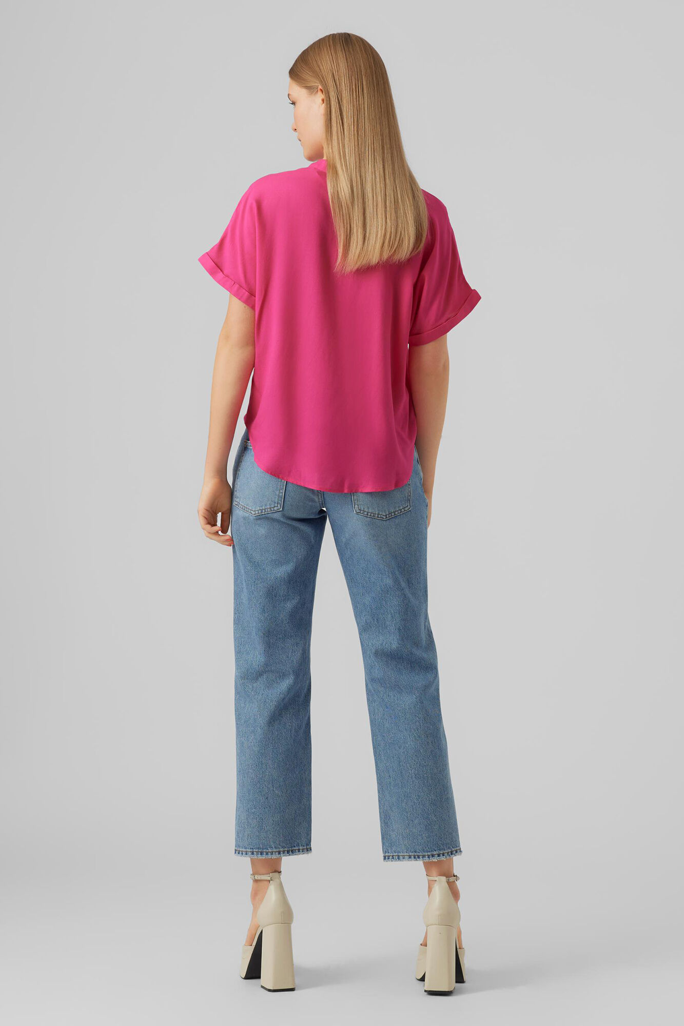 Blusa básica de manga curta - Rosa