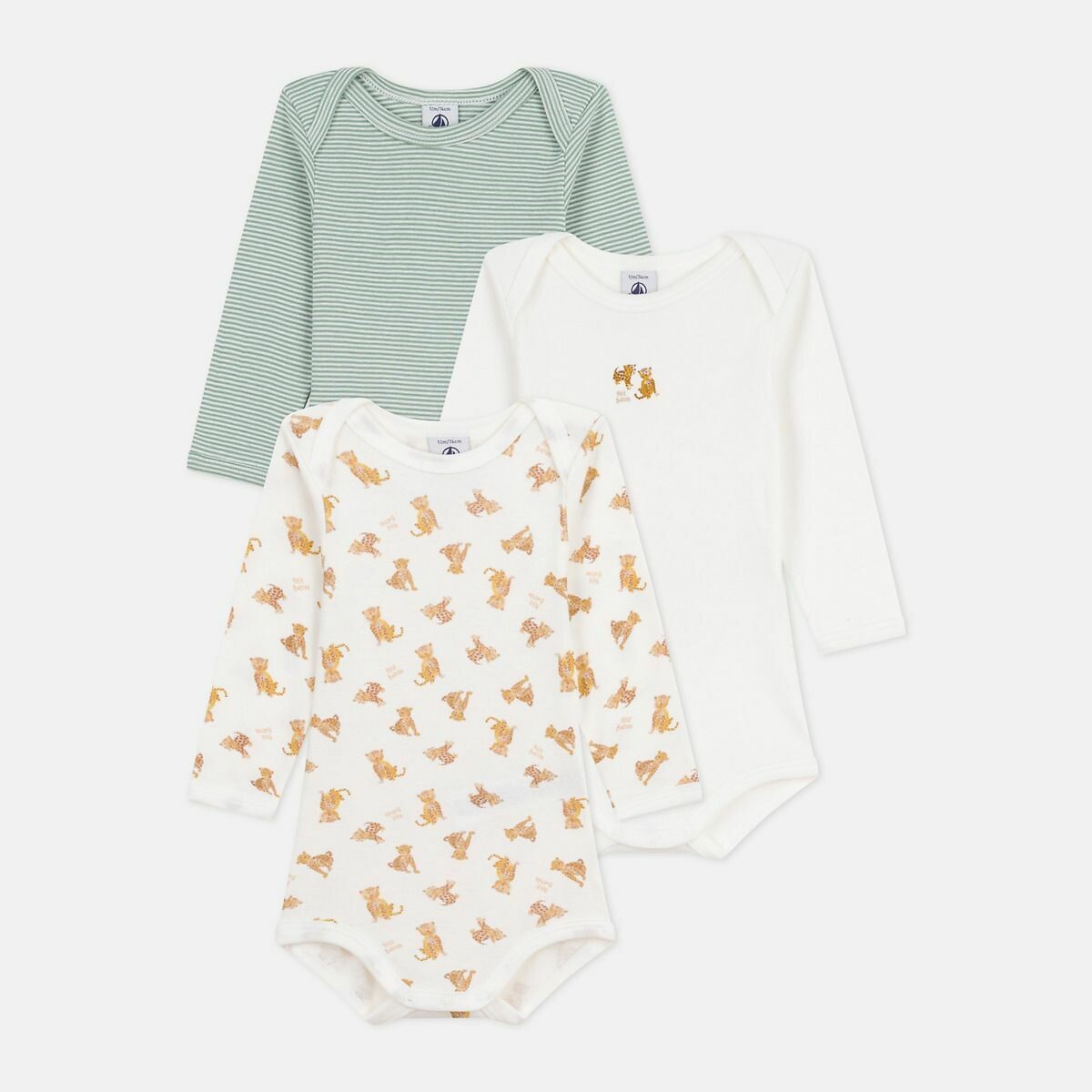 PETIT BATEAU<br>Conjunto de 3 bodies de manga comprida