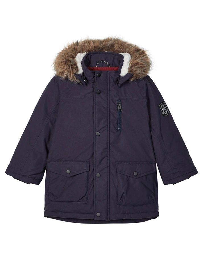 Winter-Parka NMMMIBIS mit Kunstfellbesatz in dunkelblau
