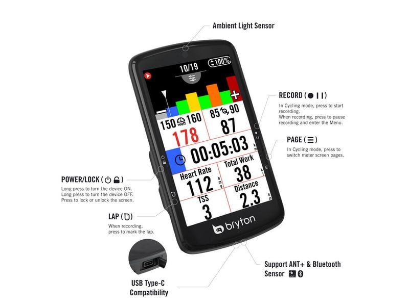 Bryton Rider S810 E Fahrradcomputer GPS für Fahrrad