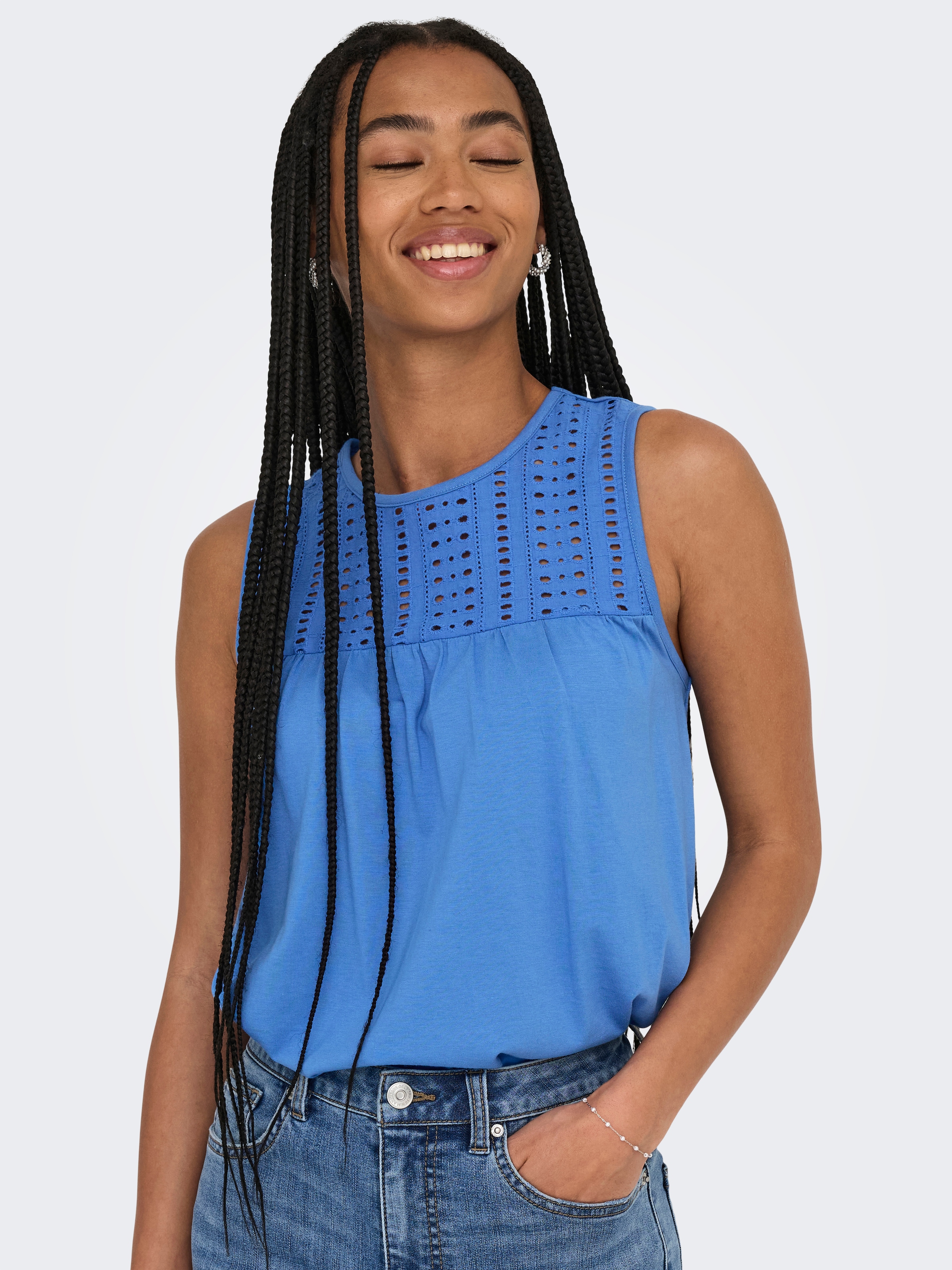 ONLY Spitzentop »ONLSHARON S/L O-NECK TOP JRS«