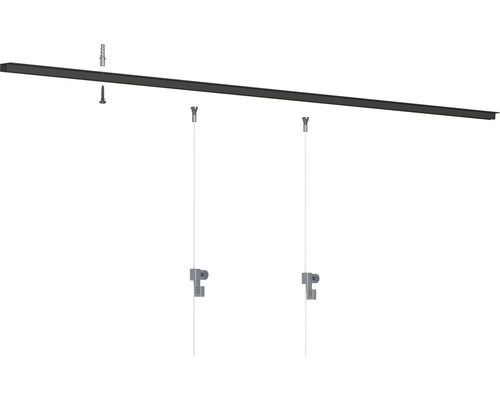 Schilderijrail Top Rail zwart set 8 m