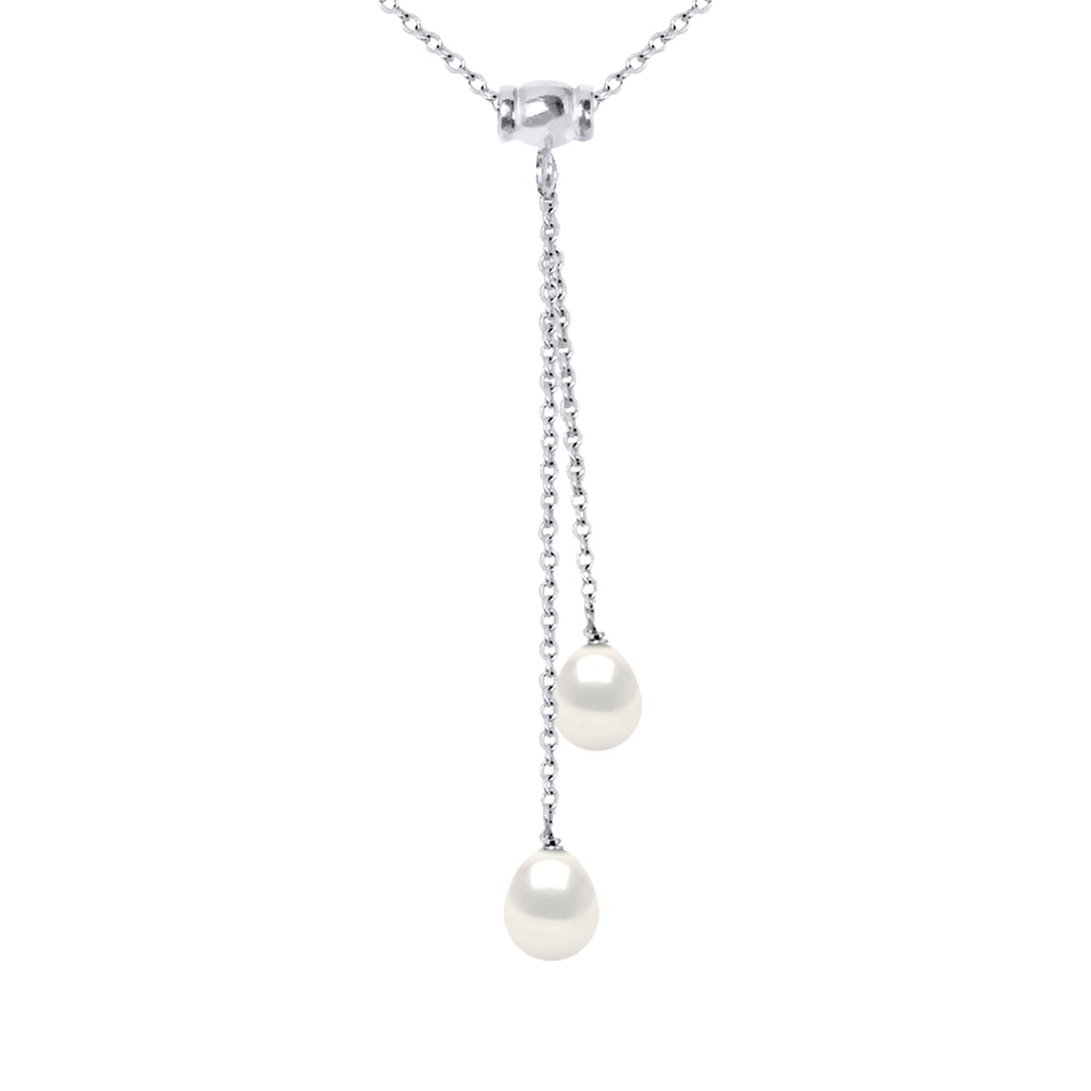 Collier Perle d'Eau Douce Ronde 8-9 mm Noire Chaîne Forçat Argent 925